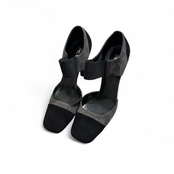 Prada Colorblock Heels Suede Black Gray 9 - Picture 7 of 7